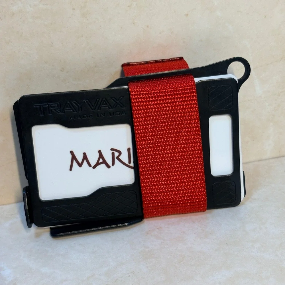 Trayvax Armored Summit Wallet Black Red Minimalist RFID Tactical Card Holder USA